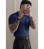 Premium Fitilli Triko Polo Yaka Erkek Old Money T-Shirt