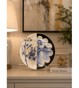 Dekoratif Seramik Tabak 30 cm Collection Yarım Desenli
