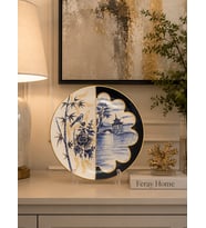 Dekoratif Seramik Tabak 30 cm Collection Yarım Desenli