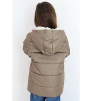 Kabancı Kız Çocuk Mont İç Kısmı Peluş Kapüşonlu Fermuarlı 6-9 Yaş , Haki Yeşil