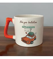 Bir Yer Bulalım Götlerden Uzak Baskılı Turuncu Kulplu D Kupa