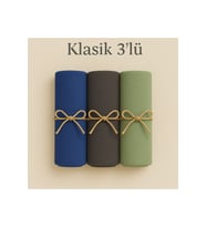 Penye Pamuksu Şal Klasik 3 lü Set (Mavi)
