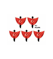 5'Li Türk Bayraklı Pelerin - Okul Gösteri Kostümü (Kırmızı)