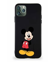 Apple iPhone 11 Pro Max Soft Premier Kapak Mickey Mouse-B Tasarımlı Silikon Kılıf - Siyah (Şeffaf)