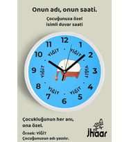 İsme Özel Sevimli Fil Çocuk Odası Duvar Saati Orta Boy 30 cm Beyaz Camlı Sessiz