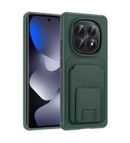 Redmi Note 15 5G Kılıf Deri Dokulu ve Kartlıklı BiKart TPU Premium Kapak (Koyu Yeşil)