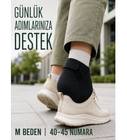 Topuk Destek Çorabı M Beden 40-45 Ayarlanabilir Cırtlı Esnek Siyah Tasarım