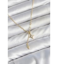 Pirinç Gold Renk Zirkon Taşlı Minimal Sallantılı Kutup Yıldızı Model Kadın Kolye TJ-BKO11143