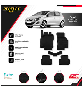 OPEL CORSA D - E 2006-2019 3D HAVUZLU PASPAS   (Siyah - Beyaz)