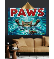Pençeler Dışarı Kedi Figürü Dekoratif Kanvas - Mdf Ahşap Tablo