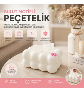 19X12.5X8.5CM BEYAZ YAYLI MASAÜSTÜ BUBBLE DEKORATİF BULUT PEÇETELİK