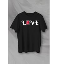 14 Şubat Sevgililer Günü Love Baskılı Oversize Bisiklet Yaka T-shirt - Siyah