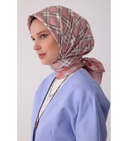 Geometrik Desen %100 Twill İpek Eşarp BE21