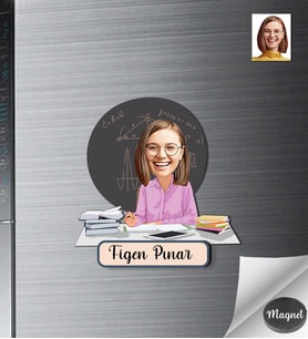 Kişiye Özel Öğretmen Kadın Ahşap Magnet -3