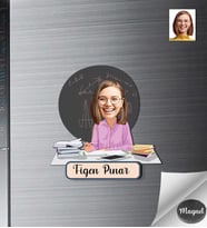 Kişiye Özel Öğretmen Kadın Ahşap Magnet -3
