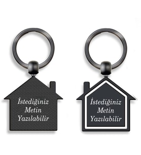 Kişiye Özel Siyah Ev Anahtarlık Hediyelik Ev Şeklinde Anahtarlık
