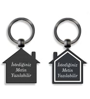 Kişiye Özel Siyah Ev Anahtarlık Hediyelik Ev Şeklinde Anahtarlık