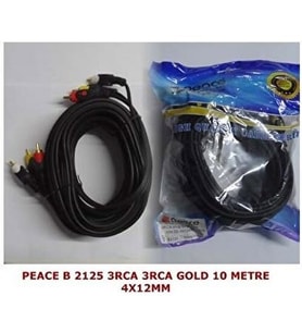 Peace B-2124 3 Rca Gold 4 x 12 mm 5 mt Jaklı Kablo (Siyah)
