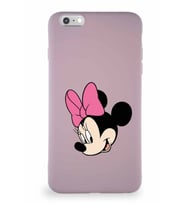 Apple iPhone 6 Plus Soft Premier Kapak Minnie Mouse-B Tasarımlı Silikon Kılıf - Pudra (Şeffaf)
