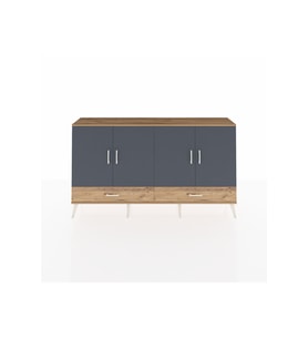 Arges Konsol 6 Raflı 2 Çekmeceli 4 Kapaklı 176x30x99 Çam-Antrasit/Çam