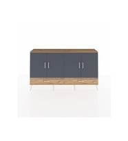 Arges Konsol 6 Raflı 2 Çekmeceli 4 Kapaklı 176x30x99 Çam-Antrasit/Çam