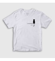 Presmono Unisex Çocuk Beyaz Cat On The Wall Kedi T-Shirt 287928tt (Beyaz)