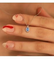 925 Ayar Gümüş Aquamarine Taşlı Oval Kolye