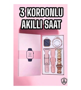 Mey İthalat® Akıllı Saat Amoled Ekran 3 Kordonlu Aksesuar Hediyeli Sesli Görüşme