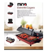 Büyük Elektrikli Izgara I 35x25 Cm I Mangal Barbekü Balık Kebap I Emaye Gövde Ve Tepsi I 1100w (Kırmızı-Siyah)