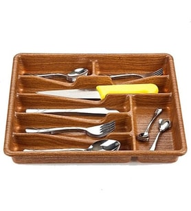 KÜÇÜK - AHŞAP RENK - 7 BÖLMELİ ÇEKMECE İÇİ KAŞIKLIK 36X32CM (5668)