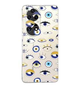 PrintiFy Huawei P50 Pro ile Uyumlu 1mm Slim Fit Nazar Boncuğu 2 Baskılı Şeffaf  Kılıf
