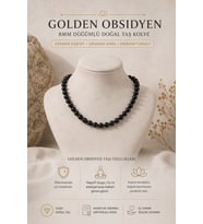 Golden Obsidyen 8 mm Düğümlü Doğal Taş Kolye