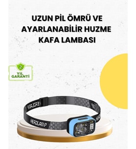 Üç Renkli LED Kafa Feneri 53 Mod Güç Göstergeli Type C Şarjlı