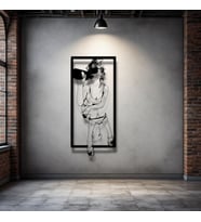 Şarap Tutan Kadın Metal Duvar Dekoru – Modern Minimalist Çizgisel Sanat (Siyah)