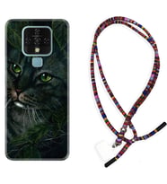 Tecno Camon 16 18P Pova Kılıf Boyun Asklı Rasta Silikon Flowers Cat 1345