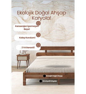 Lotus Model Masif Ahşap Karyola Kolay Kurulum Fırınlanmış İthal Sibirya Çamı 180x200 Yatak Uyumlu