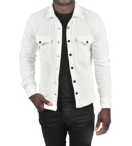 DeepSEA Erkek  Örme Kumaş Gömlek Yaka Cepli Çıtçıtlı Slim Fit Spor Ceket 2500558 (Beyaz)