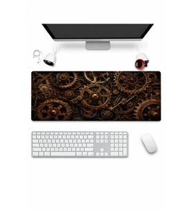 SonicTouch Klavye Mousepad 32x70cm Dikişsiz Pürüzsüz Sıvı Geçirmez Kaymaz Taban Bronz Çarklar