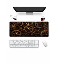 SonicTouch Klavye Mousepad 32x70cm Dikişsiz Pürüzsüz Sıvı Geçirmez Kaymaz Taban Bronz Çarklar