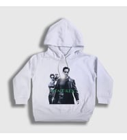 Presmono Unisex Çocuk Beyaz Neo Film The Matrix Kapüşonlu Sweatshirt 253911tt