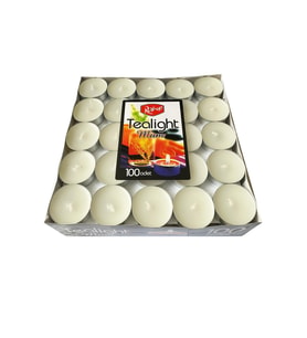 Roll-Up Tealight 8 Gr. Beyaz Kokusuz Mum - 100 Adetlik Paket