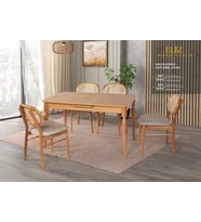 ELİZ MASA, BADEM SANDALYE, KAYIN, NATURAL