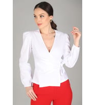 Sweetness Kadın Beyaz Kruvaze Model Likralı Gömlek