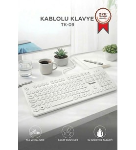Torima Kablolu Q Klavye Retro Daktilo Görünümlü TK09 Beyaz