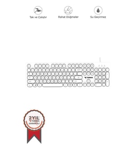 Torima TK-09 Beyaz Retro Daktilo Görünümlü Kablolu Q Klavye