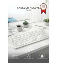 Torima Kablolu Q Klavye Retro Daktilo Görünümlü TK09 Beyaz