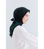 Cardion  90x90 Pes Kumaş Logo Eşarp Siyah-Yeşil (02491)