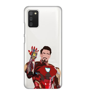 Samsung Galaxy A02S Uyumlu Iron Man Desenli Şeffaf Telefon Kılıfı