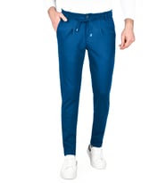 DeepSEA Erkek Koyu Lacivert Beli Lastikli Slim Fit Likralı Duble Paça Penye Spor Pantolon 2502385
