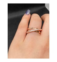 Üçlü İç İçe Geçmiş Rose Şerit Yüzük